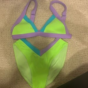 One one green/purple/blue swimsuit